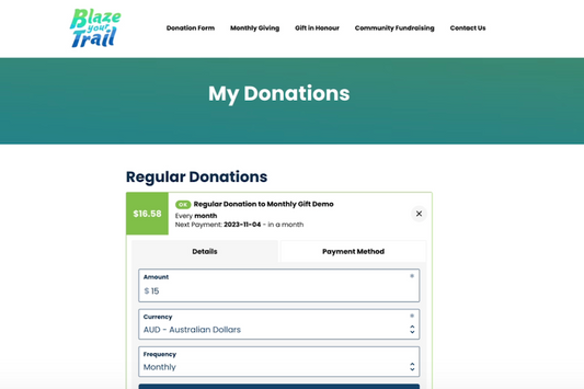 Demonstration of a Monthly Gift with Raisely, Salesforce and MoveData