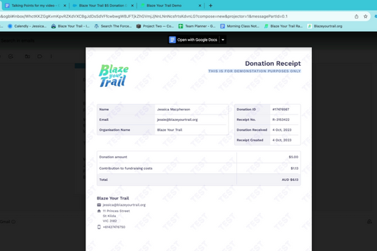 Demonstration of a One Off Gift with Raisely, Salesforce and MoveData