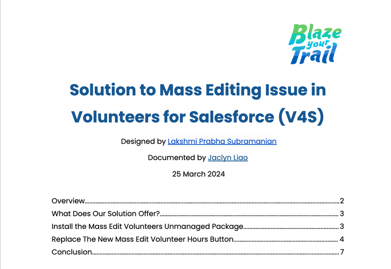 Solution to Mass Editing Issue in Volunteers for Salesforce (V4S)